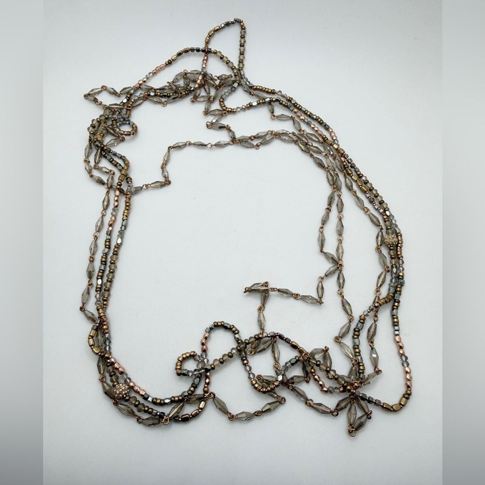 59" and 71" gold, rose gold, acrylic, and crystal beaded necklaces!